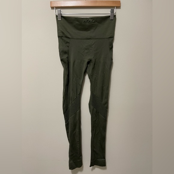 Alala Army Green Seamless Full Length Jersey Sports Tights Size Medium - Picture 5 of 9